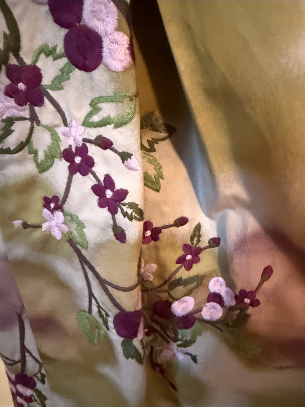 Floreat Olive & Mauve Floral-Embroidered Fit-and-Flare Midi Dress - Picture 4 of 4